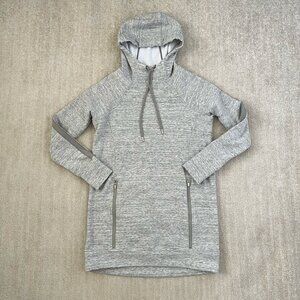 Athleta Victory Hooded Long Sleeve Cotton Sweatshirt Dress M Gray